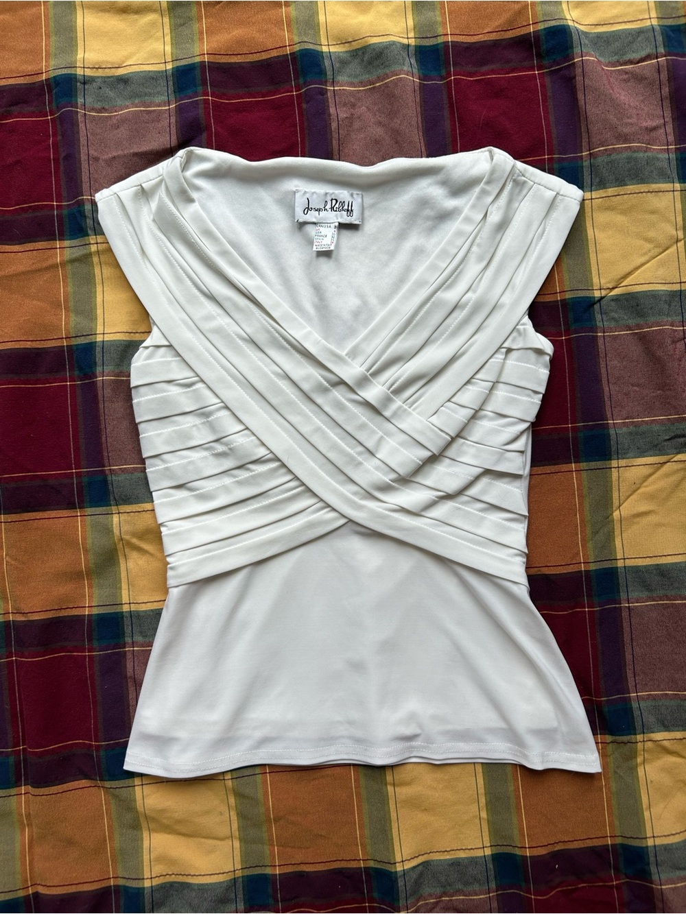 Vintage 90s Cream White Draped Wrap-Front Sleeveless Going Out Top